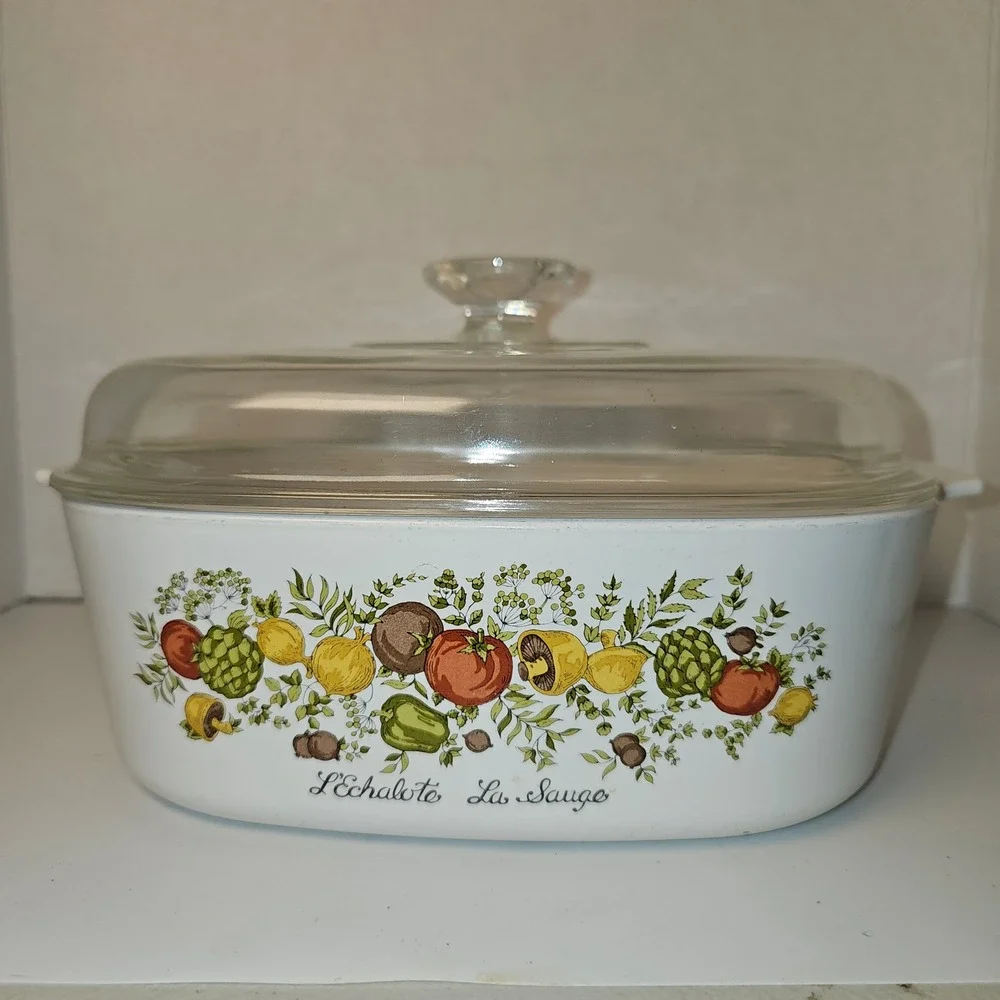 MCM Corning Ware Spice of Life 4 Quart Casserole Dish A-84-B w/ Lid L'Echalote